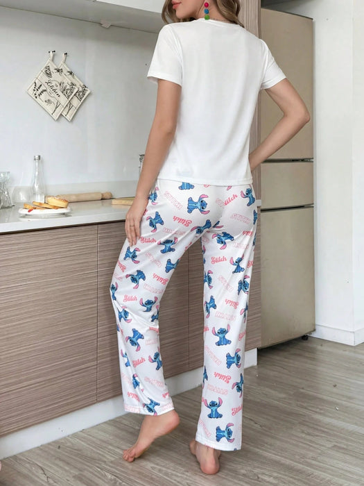 Conjunto de pijama de dos piezas con estampado de Stitch, para mujer - Quierox - Tienda Online
