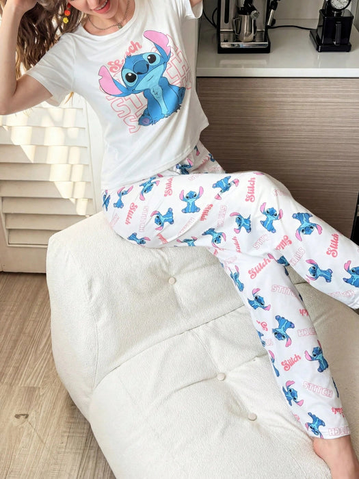 Conjunto de pijama de dos piezas con estampado de Stitch, para mujer - Quierox - Tienda Online