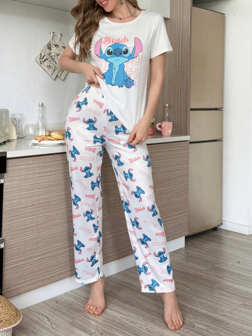 Conjunto de pijama de dos piezas con estampado de Stitch, para mujer - Quierox - Tienda Online