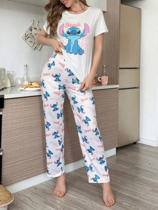 Conjunto de pijama de dos piezas con estampado de Stitch, para mujer - Quierox - Tienda Online