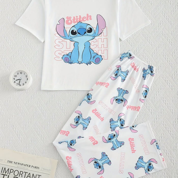 Conjunto de pijama de dos piezas con estampado de Stitch, para mujer - Quierox - Tienda Online