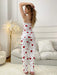 Conjunto de pijama para mujer con top de tirantes y pantalón largo estampado de corazones - Quierox - Tienda Online