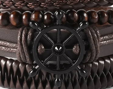 Conjunto de pulseras de cuero trenzado para hombre, brazalete de cuerda hecho a mano - Quierox - Tienda Online