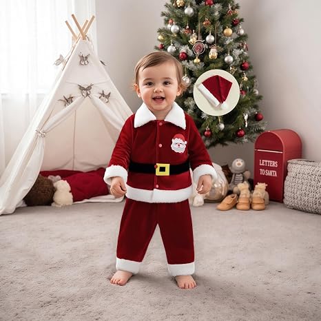 Conjunto de ropa de Papá Noel para bebés y niños pequeños - Quierox - Tienda Online