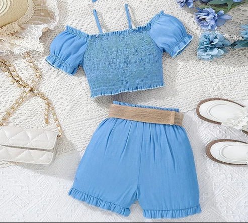 Conjunto de shorts con lazo azul - Quierox - Tienda Online