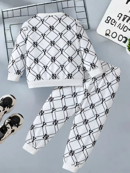 Conjunto de sudadera con capucha de moda con estampado de letras, atuendo casual de 2 piezas - Quierox - Tienda Online
