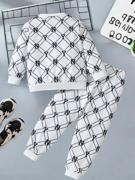 Conjunto de sudadera con capucha de moda con estampado de letras, atuendo casual de 2 piezas - Quierox - Tienda Online