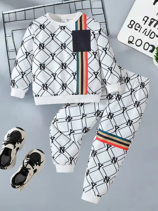 Conjunto de sudadera con capucha de moda con estampado de letras, atuendo casual de 2 piezas - Quierox - Tienda Online
