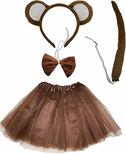 Conjunto de tutú de mono para disfraz de animal, diadema de orejas de mono, pajarita y cola - Quierox - Tienda Online
