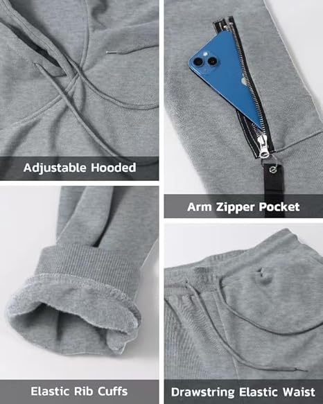 Conjunto deportivo de 2 piezas con capucha para hombre, conjunto deportivo casual de manga larga - Quierox - Tienda Online