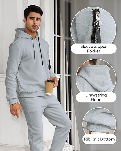 Conjunto deportivo de 2 piezas con capucha para hombre, conjunto deportivo casual de manga larga - Quierox - Tienda Online