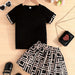 Conjunto infantil de camiseta de manga corta con ribete gráfico y minifalda acampanada - Quierox - Tienda Online