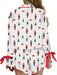 Conjunto navideño de dos piezas para mujer: ropa de estar por casa, con estampado y lazo - Quierox - Tienda Online