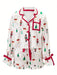 Conjunto navideño de dos piezas para mujer: ropa de estar por casa, con estampado y lazo - Quierox - Tienda Online