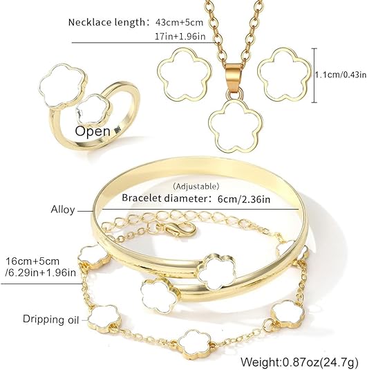 Conjuntos de trébol de cinco hojas de la suerte: joyería para damas - Quierox - Tienda Online