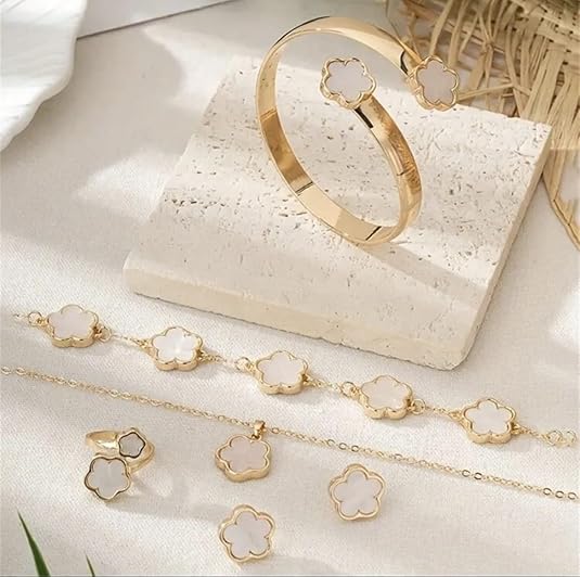 Conjuntos de trébol de cinco hojas de la suerte: joyería para damas - Quierox - Tienda Online
