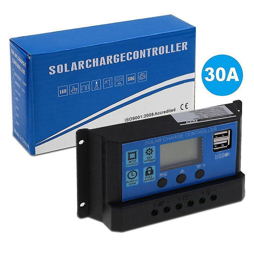 Controlador de carga solar Puerto USB Parámetros de pantalla LCD (30A 12V/24V) - Quierox - Tienda Online