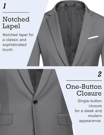 COOFANDY Abrigos casuales ajustados para hombre, ligeros, tipo blazer, con un botón - Quierox - Tienda Online
