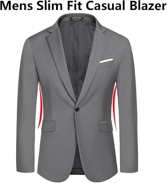 COOFANDY Abrigos casuales ajustados para hombre, ligeros, tipo blazer, con un botón - Quierox - Tienda Online