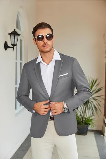 COOFANDY Abrigos casuales ajustados para hombre, ligeros, tipo blazer, con un botón - Quierox - Tienda Online