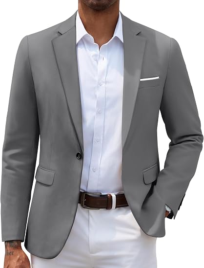 COOFANDY Abrigos casuales ajustados para hombre, ligeros, tipo blazer, con un botón - Quierox - Tienda Online