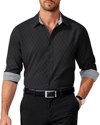 COOFANDY, Camisa de vestir de manga larga para hombre estilo casual, con botones - Quierox - Tienda Online