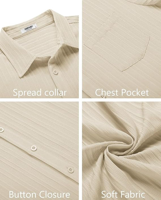 COOFANDY Camisas de botones casuales para hombre de manga corta con textura - Quierox - Tienda Online