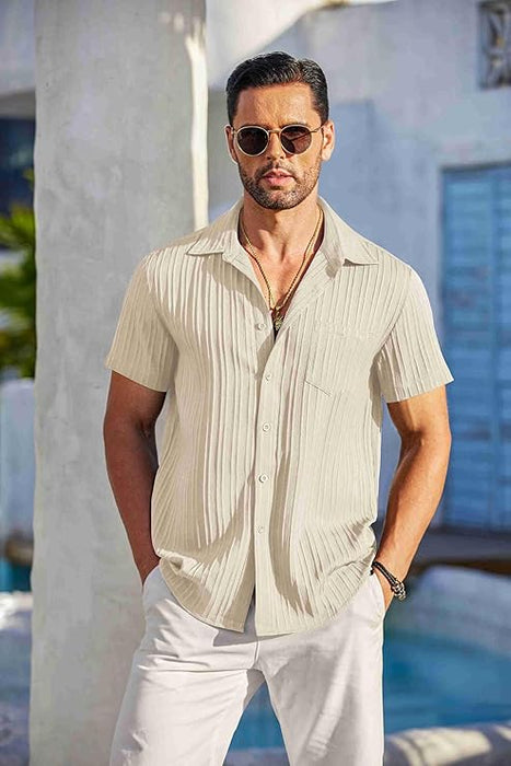 COOFANDY Camisas de botones casuales para hombre de manga corta con textura - Quierox - Tienda Online