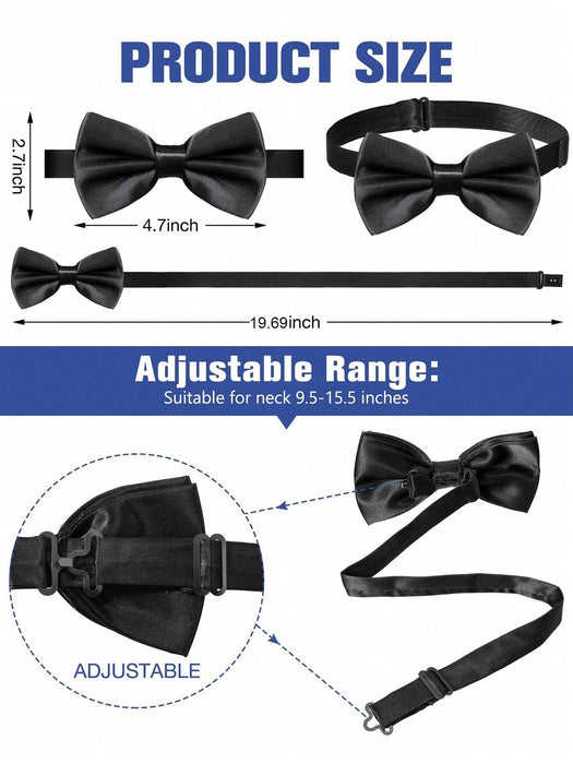 Corbatín sólido elegante para hombres, corbatín de satén de doble capa con lazo preformado - Quierox - Tienda Online