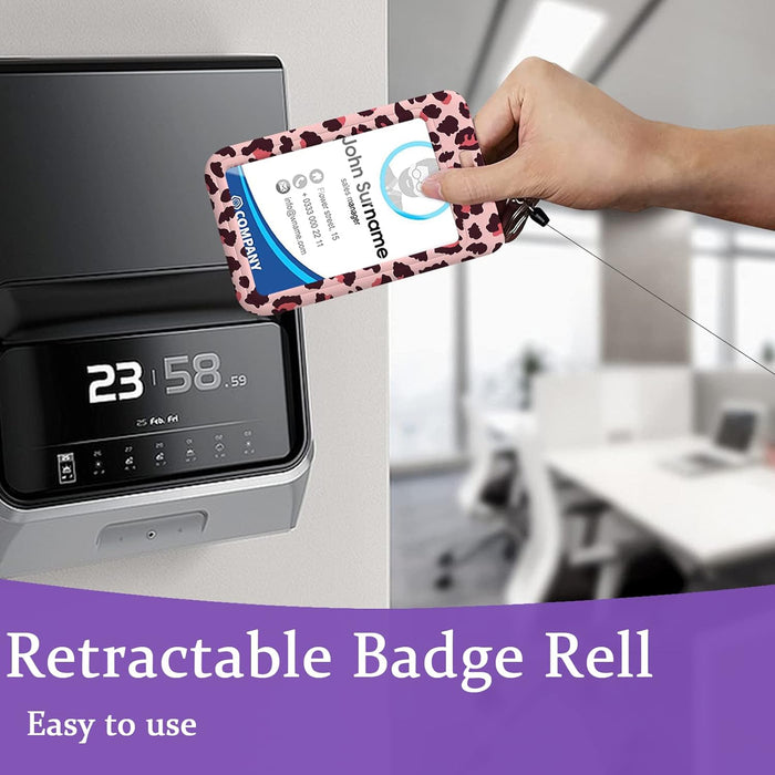 Cordón rosa con soporte para identificación con estampado de leopardo rosa para identificación - Quierox - Tienda Online