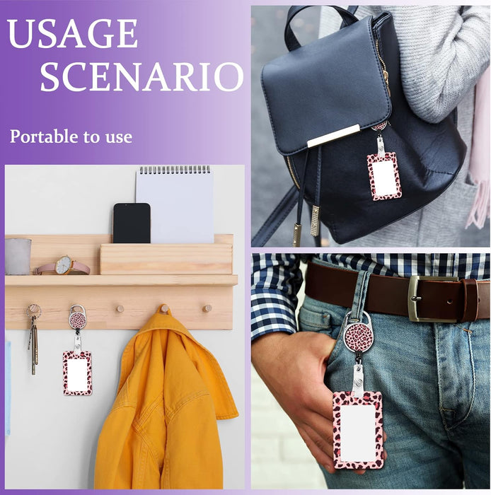 Cordón rosa con soporte para identificación con estampado de leopardo rosa para identificación - Quierox - Tienda Online