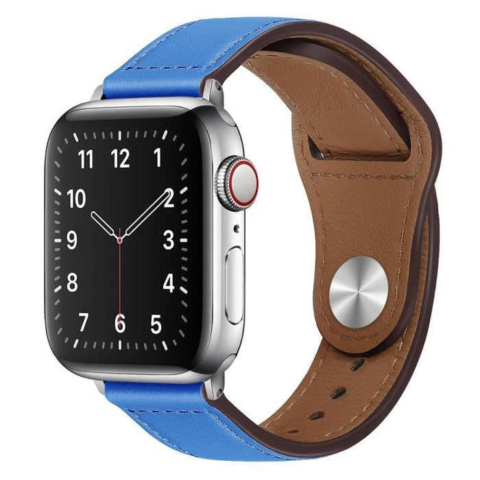 Correa de reloj con hebilla plateada de cuero PU para Apple Watch Series 8 y 7 - Quierox - Tienda Online