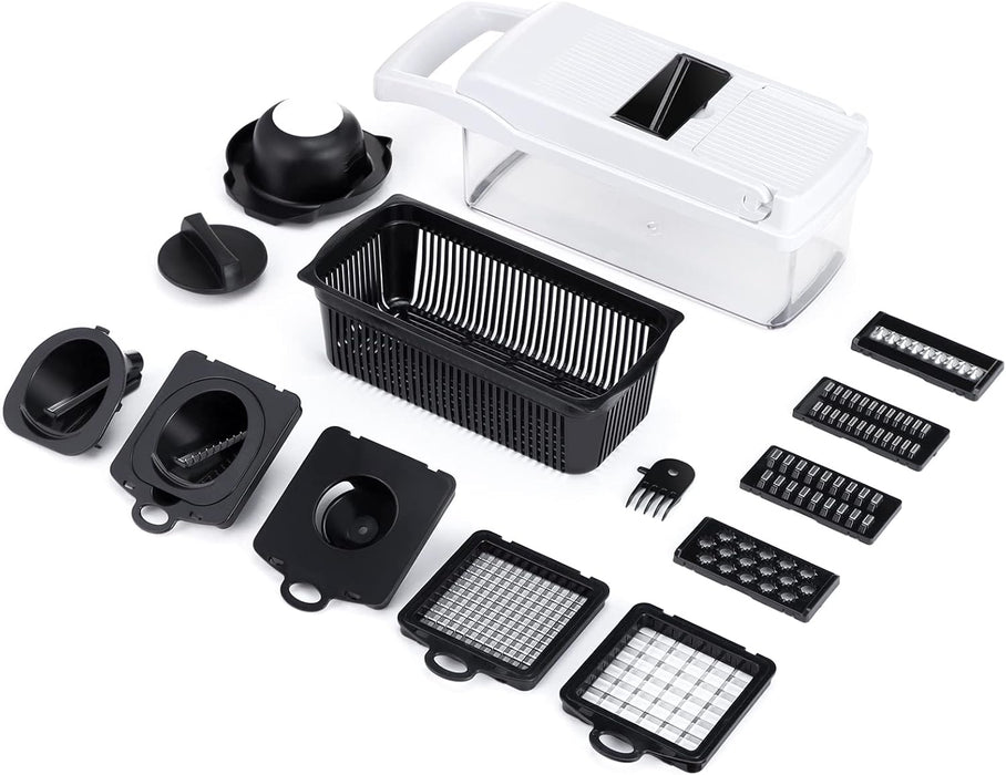 Cortador de verduras Mandolina Pro – Cortador de alimentos 16 en 1 intercambiables con recipiente - Quierox - Tienda Online