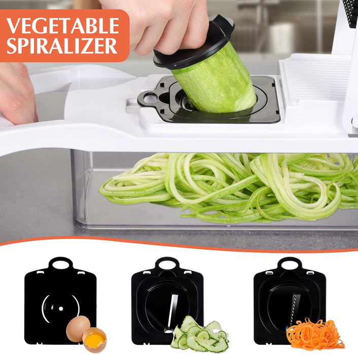 Cortador de verduras Mandolina Pro – Cortador de alimentos 16 en 1 intercambiables con recipiente - Quierox - Tienda Online