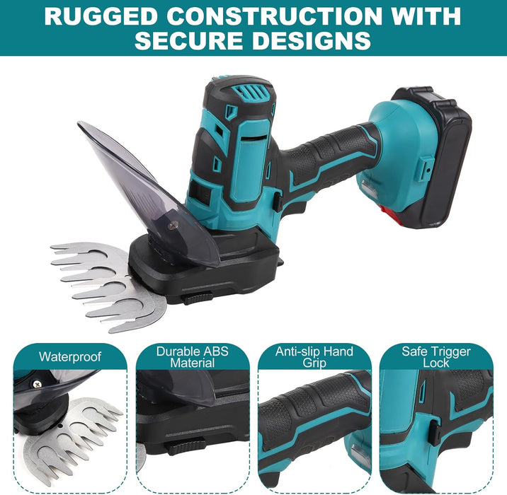 Cortadora de césped y cortasetos inalámbrica Yctze de 20 V, 2 en 1, con tijeras de podar y batería de 2000 mAh - Quierox - Tienda Online