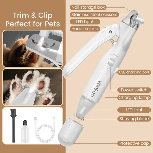 Cortauñas y recortador para perros Vankoo 2 en 1 con LED - Quierox - Tienda Online