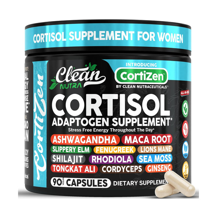 Clean Nutra Suplementos de cortisol para mujeres 90 capsulas