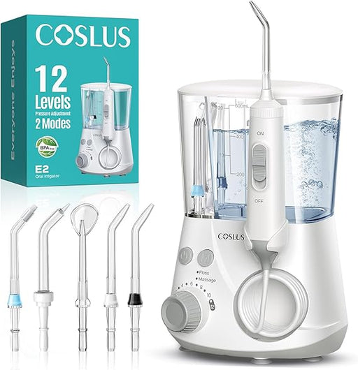 COSLUS Advanced Hilo Dental de Agua para Dientes: 2 Modos & 12 Ajustes de Presión Eléctrico para Ortodoncia - Quierox - Tienda Online
