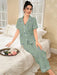 CottageSlumber Conjunto de pijama de mujer con estampado floral y diseño de bolsillo - Quierox - Tienda Online