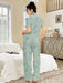CottageSlumber Conjunto de pijama de mujer con estampado floral y diseño de bolsillo - Quierox - Tienda Online