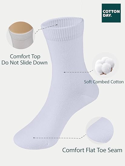 COTTON DAY Calcetines unisex de algodón suave para niños y niñas paquete de 6 - Quierox - Tienda Online