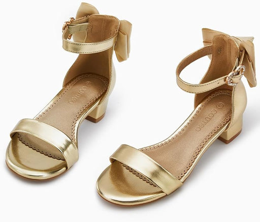 Coutgo Sandalias de tacón con pajarita para niña, puntera abierta, tacón bajo y grueso - Quierox - Tienda Online