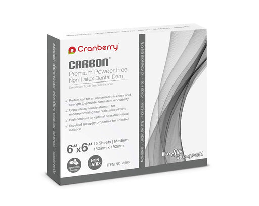 Cranberry CR8466 presa dental de carbono sin látex, sin polvo, aroma a menta 6 x 6, gris - Quierox - Tienda Online