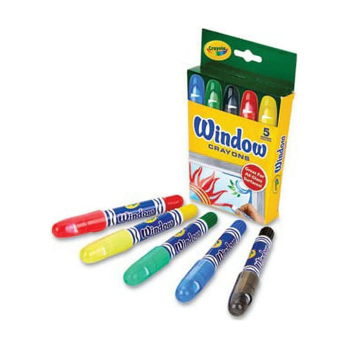 Crayola Ventana Lavable Crayones, 5 Count, Rojo,Azul,Negro,Verde,Amarillo - Quierox - Tienda Online