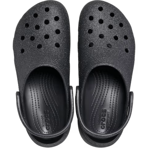 Crocs Zueco clásico con plataforma y purpurina para mujer