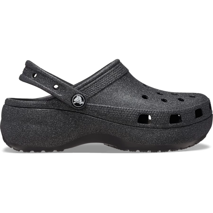 Crocs Zueco clásico con plataforma y purpurina para mujer