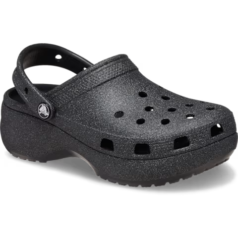 Crocs Zueco clásico con plataforma y purpurina para mujer