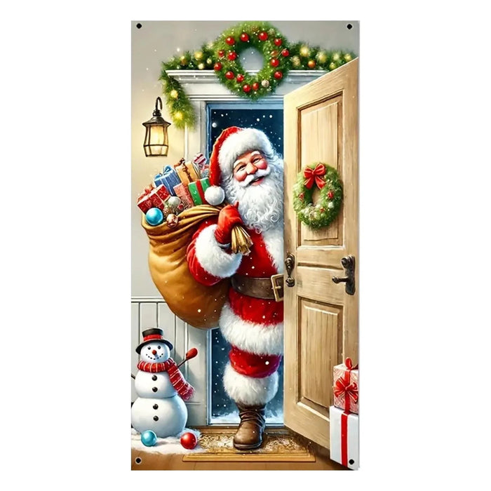 Cubierta navideña para puerta, decoración de Papá Noel, pancarta de Feliz Navidad - Quierox - Tienda Online