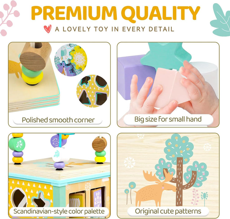 Cubo de actividades de madera Airlab, juguetes Montessori para bebés de 1, 2 y 3 años - Quierox - Tienda Online