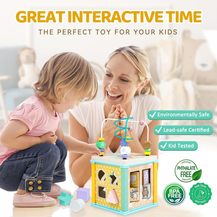 Cubo de actividades de madera Airlab, juguetes Montessori para bebés de 1, 2 y 3 años - Quierox - Tienda Online